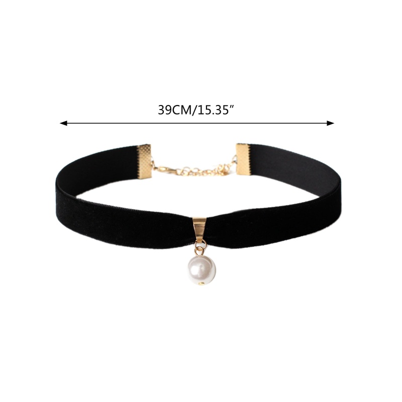 Vòng Cổ Choker Dây Nhung Đen Đính Ngọc Trai Dành Cho Nữ