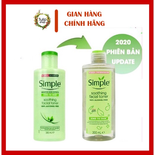 [BAO BÌ MỚI] Nước Hoa Hồng Soothing Facial Toner Simple cân bằng ẩm cho da 200ml