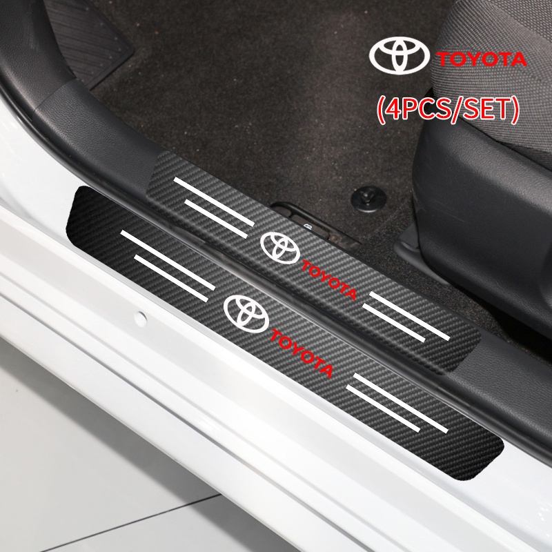 Set 4 Miếng Dán Sợi Carbon Chống Trượt Trang Trí Xe Hơi Toyota Corolla Yaris Aygo Prius RAV4 Camry Auris