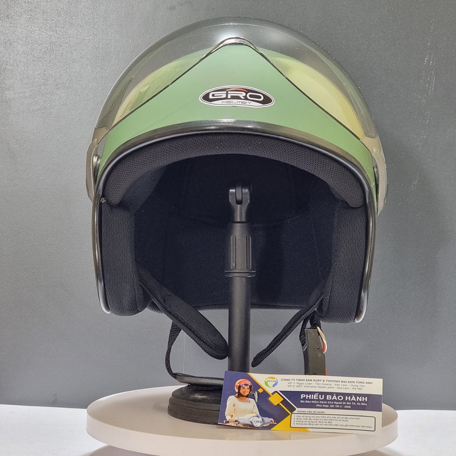 Mũ bảo hiểm 3/4 đầu GRO A3 có kính ngắn nhiều màu ( size: 53 - 56 cm).