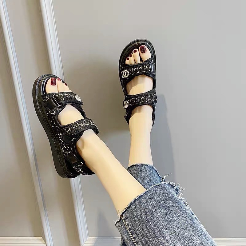 (ORDER) Sandal vải dạ bánh mì quai dán BIG SIZE 35-42