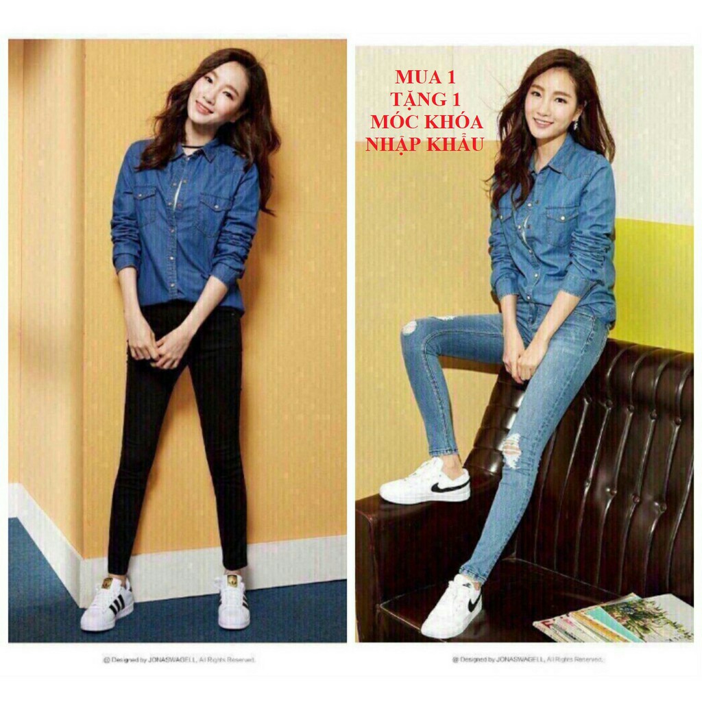 (5 size, big size) Áo sơ mi jean nữ tay dài Hollister _ SHOP HOÀNG GIA