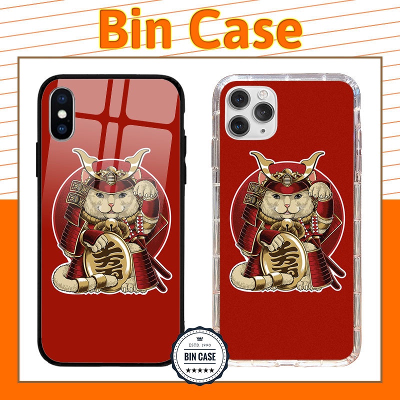 ❤Ốp Mèo Thần Tài Chiến Binh Samurai ❤Ốp TPU Dẻo Màu Đỏ May Mắn iphone 13 12 11 Pro Max 6s 6 7 8 Plus X Xr Xs Max MEO029