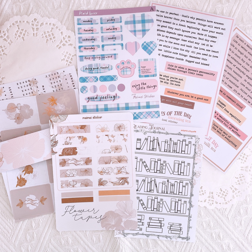 Combo Meimei Sticker - Happy 2022 set 7 tờ sticker trang trí năm mới