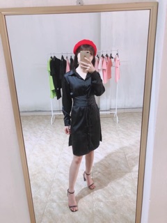 Váy lụa kèm đai