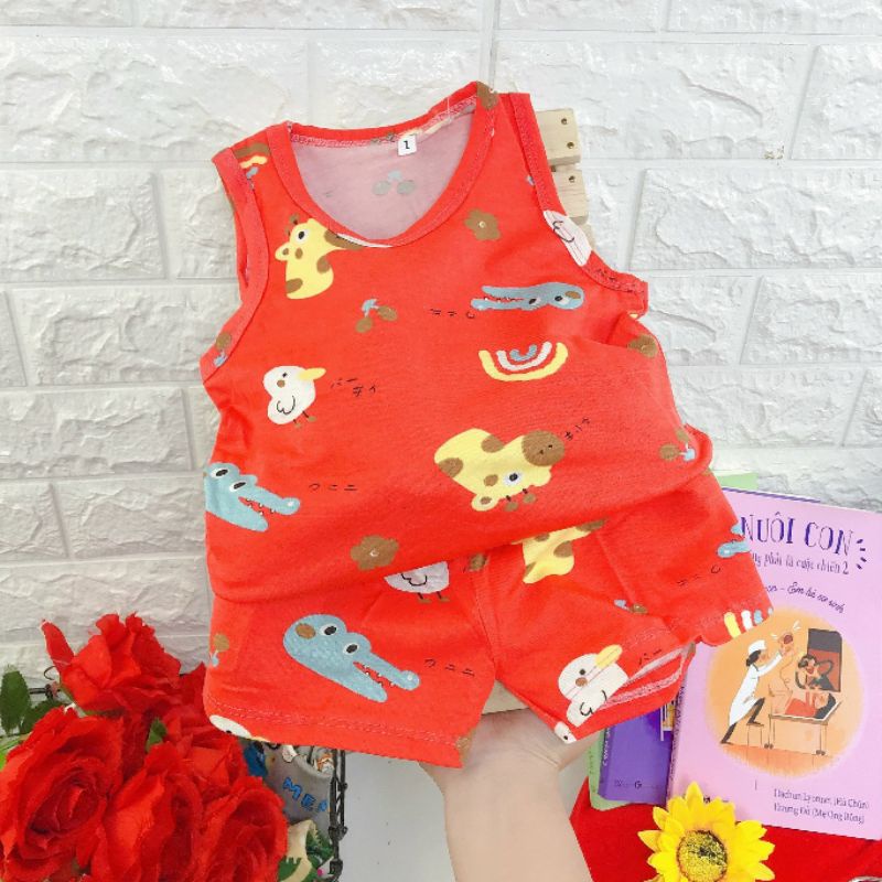 {6-16kg} Bộ ba lỗ bé gái chất cotton co giãn 4c