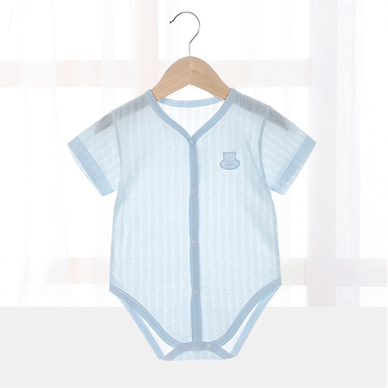 Bộ Áo Liền Quần Vải Cotton Mỏng Tay Ngắn Thời Trang Mùa Hè Cho Bé Sơ Sinh