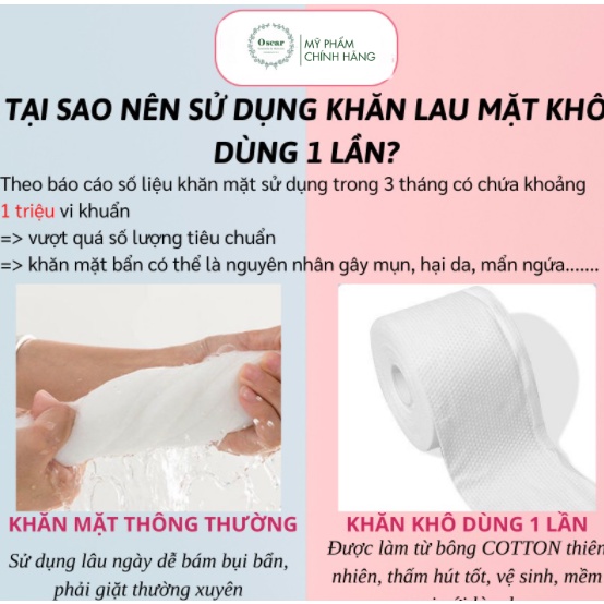 Khăn lau mặt dùng 1 lần lau khô lau ướt , khăn giấy cotton lau mặt khô dùng 1 lần