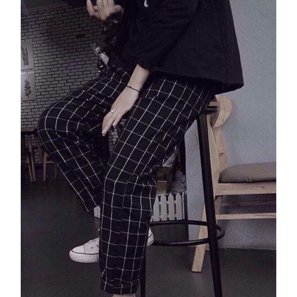 [Kèm video + hình thật] Quần caro đỏ đen Plaid Pant couple unisex