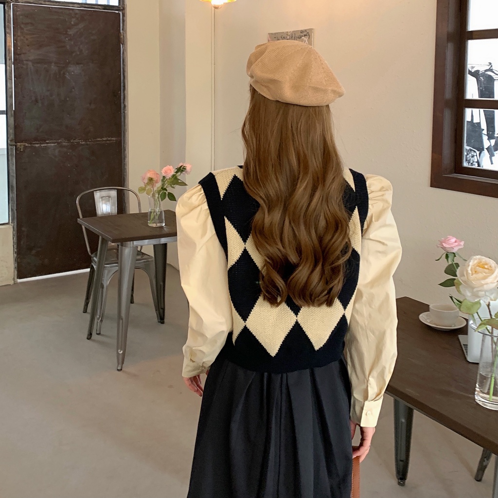 Áo khoác dệt kim không tay thời trang thu đông phong cách Retro cho nữ | BigBuy360 - bigbuy360.vn