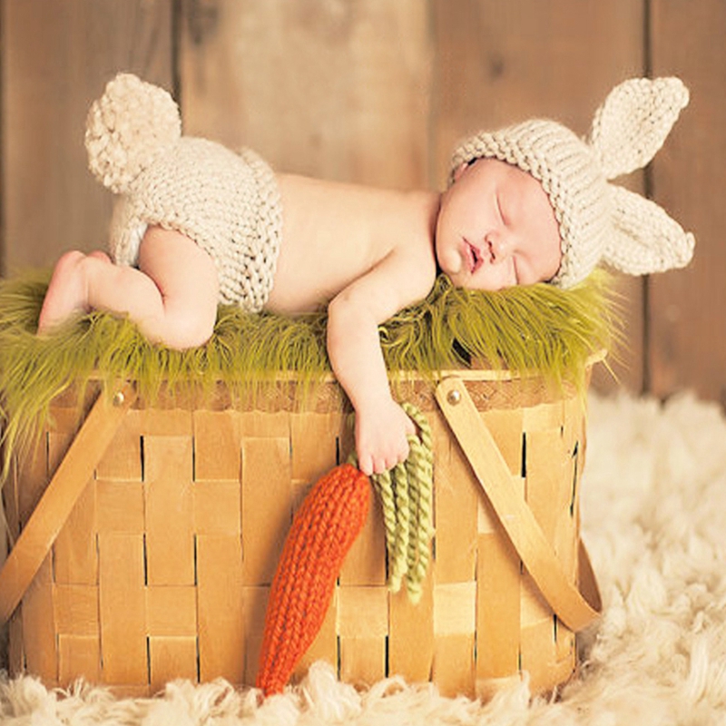 ✿INN Newborns Baby Photography Props Girls Boys Carrot Crochet Kids Photo Accessories