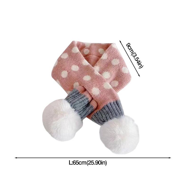 Khăn Choàng Cổ Đan Len Cashmere Họa Tiết Chấm Bi Dễ Thương Giữ Ấm Mùa Đông Cho Bé