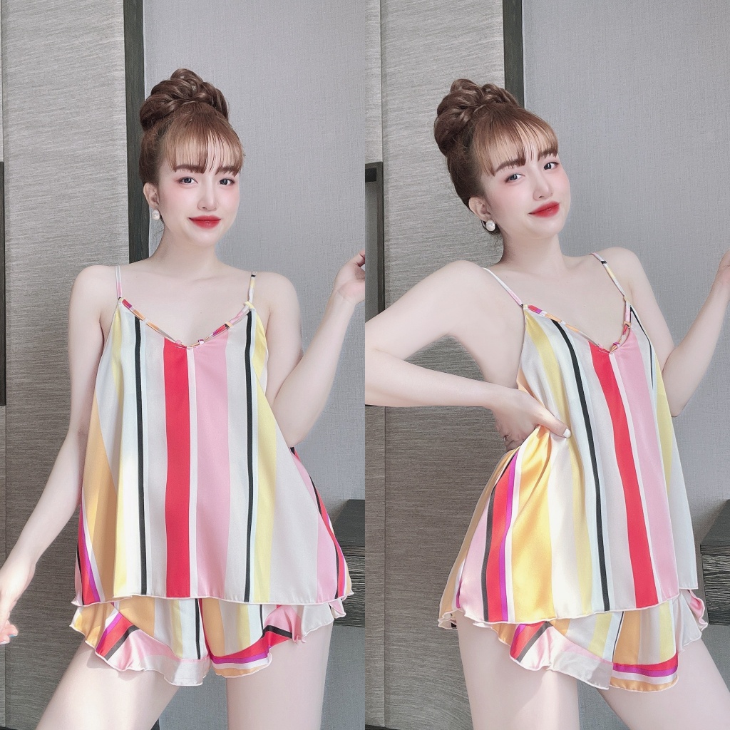 Đồ ngủ sexy 2 dây gợi cảm chất lụa latin mềm mát mặc ngủ thoải mái Freesize - Linqustore
