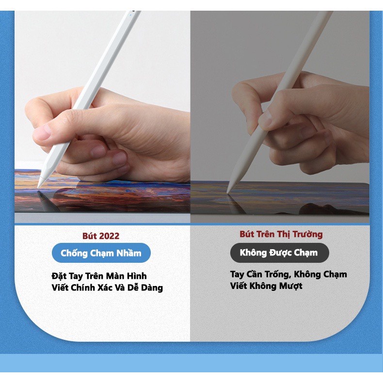 Bút Cảm Ứng Mẫu Pencil Gen 2 Cho iPad, Chức Năng Chống Chạm, Nét Nghiêng, Từ Tính Hút Chạm