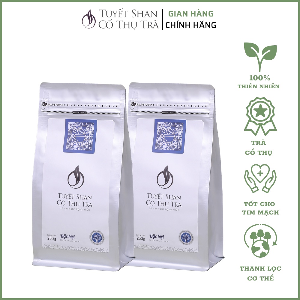 Trà Shan Tuyết Cổ Thụ Hữu Cơ- Trà Xanh- 2 Gói Trà Đặc Biệt Cao Cấp 250gram