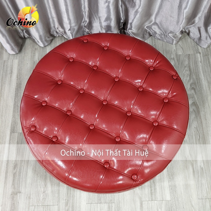 Đôn Tròn Sofa Chụp Hình và Trang Trí Chân Vàng Cách Điệu size 80cm ( Đủ màu)