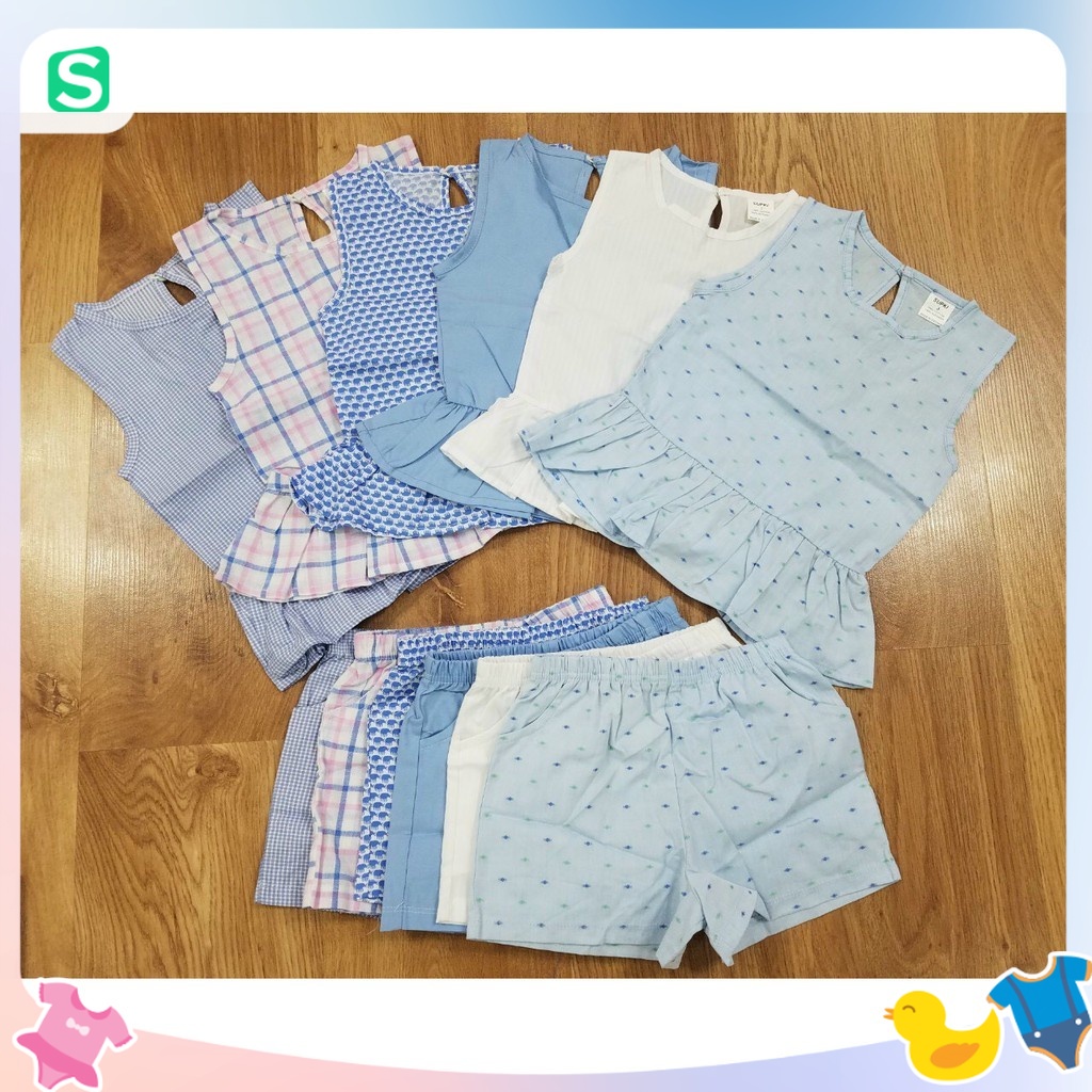Bộ kate cotton kiểu peplum cho bé gái