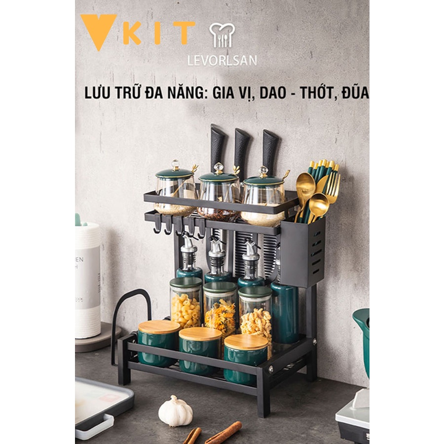 Kệ đựng gia vị đa năng 2 tầng chống gỉ (sơn tĩnh điện) Vkit KGV06