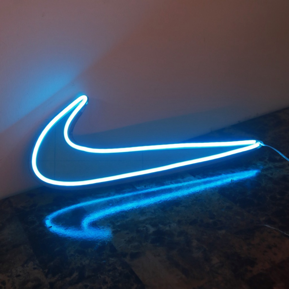 Đèn neon logo hình nike decor phòng ngủ, Thiết kế led neon theo yêu cầu nhiều màu sắc.