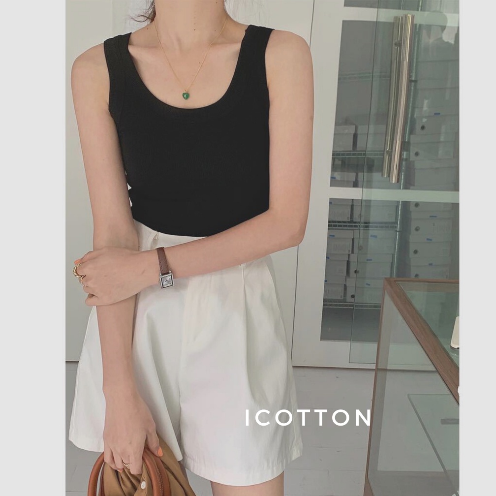 Áo ba lỗ nữ dáng dài ❤️ICOTTON❤️ Áo tanktop sát nách form ôm thun tăm mặc trong áo vest mềm mịn mát