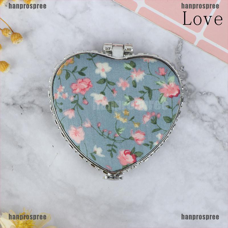 Gương Trang Điểm Mini Bỏ Túi In Hoa Kiểu Vintage Dễ Thương