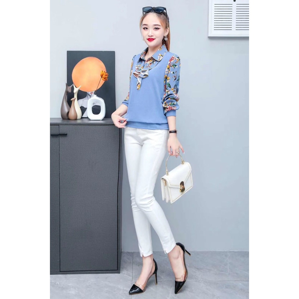 Áo Thun Tay Dài Dáng Rộng Phong Cách Phương Tây Thời Trang Mùa Hè Cho Phụ Nữ Trung Niên