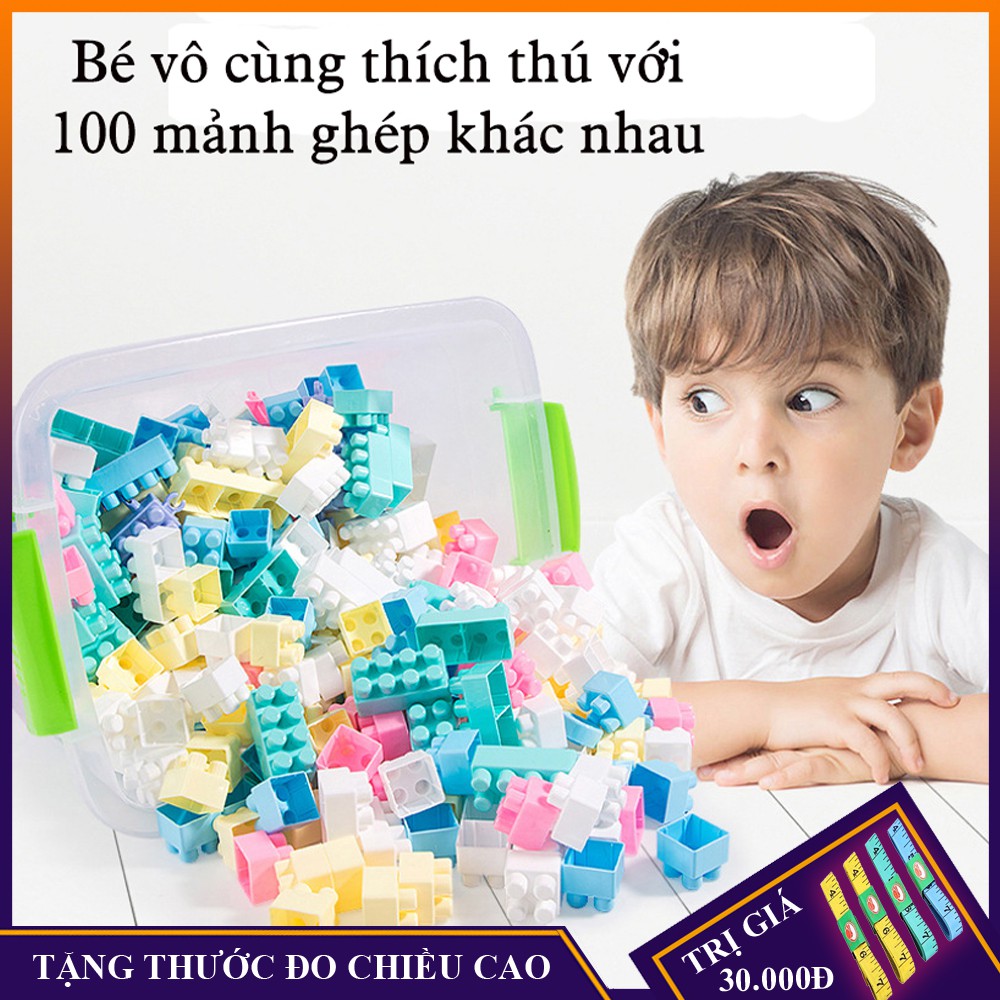 Bộ xếp hình lego 100 chi tiết, kích thích khả năng sáng tạo và tư duy logic của bé