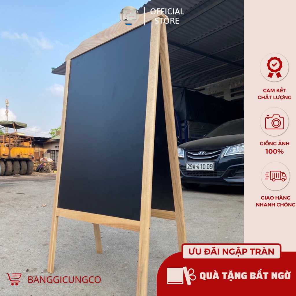 Bảng menu nhà hàng, kt:60x120cm, loại 2 mặt có vòm hình mái nhà - tặng kèm bút dạ quang kèm phấn, bông lau