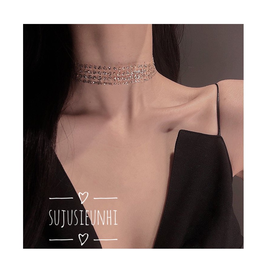 Vòng cổ choker lấp lánh kim tuyến hai màu