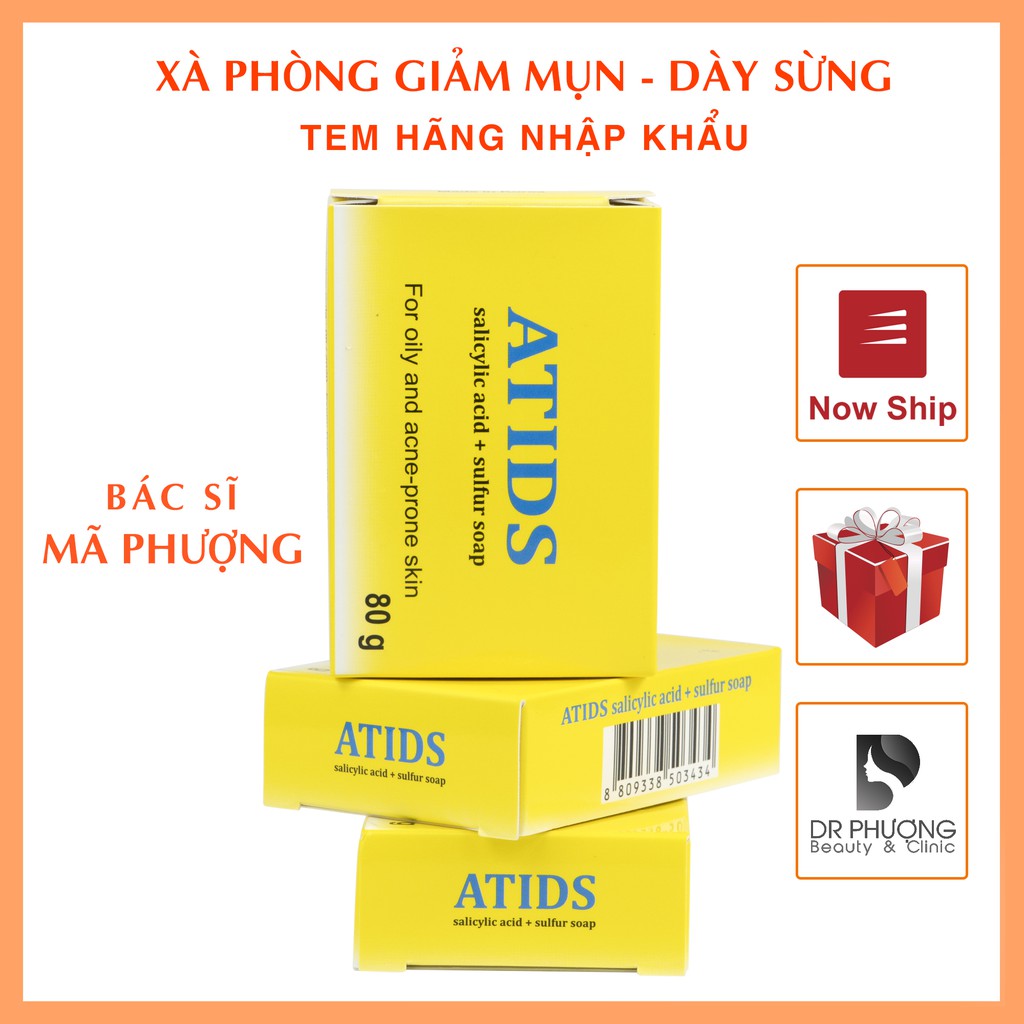 Xà phòng ATIDS, xà phòng tắm giảm mụn lưng, ngực, dày sừng nang lông ATIDS - Dược mỹ phẩm bác sĩ Mã Phượng