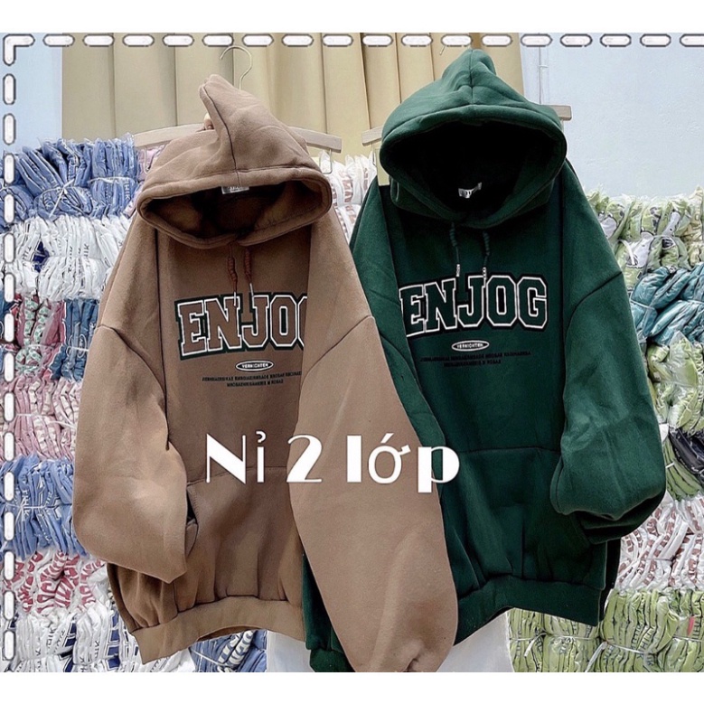 ÁO ENJOG.Áo Khoác nỉ HOODIE  UNISEX Nam Nữ Chất Vải Dày Dặn Ấm Áp .