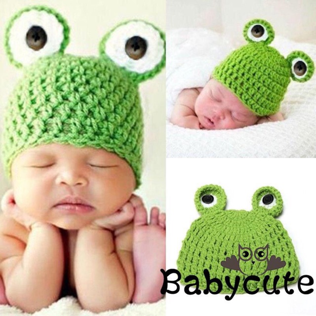 Freeship 99k TQ_Nón len chú ếch con cho bé siêu cute