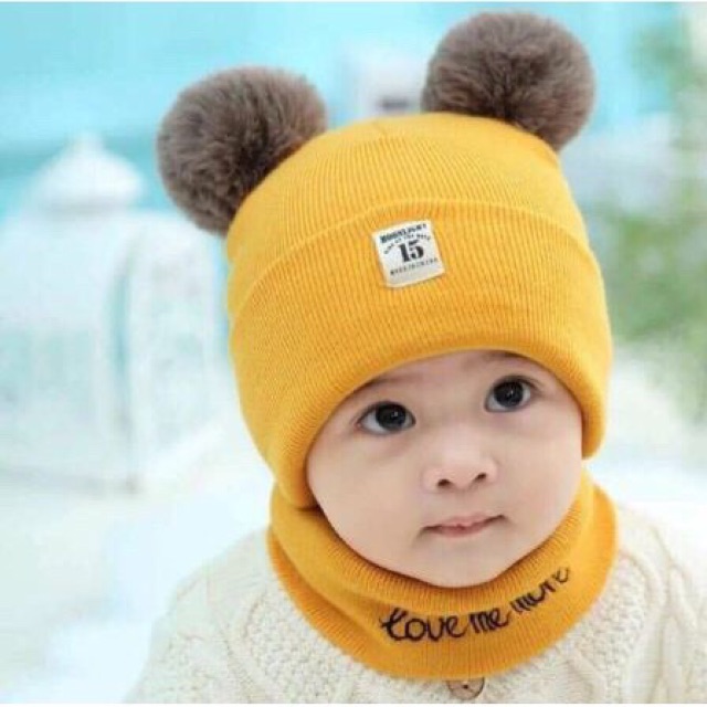 SET MŨ KHĂN LEN QUẢ BÔNG BÉ TRAI/BÉ GÁI
