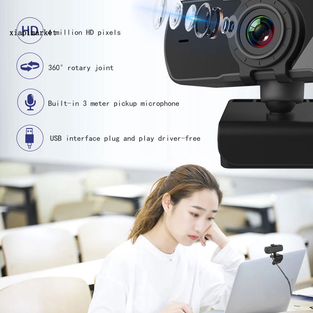 Camera máy tính 2K xoay 360 độ tích hợp micro không cần trình điều khiển | WebRaoVat - webraovat.net.vn