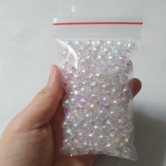 50/100gam hạt nhựa trắng ánh cừ có lỗ làm handmade