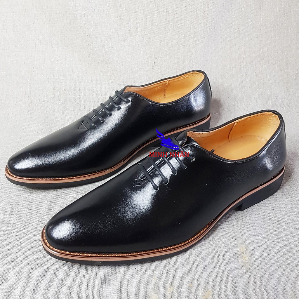 Giày da nam giày tây nam da bò LÓT DA CỪU Giày da nam cao cấp da thật lười nam da bò đẹp Công sở Oxford Shoes B-6 đen