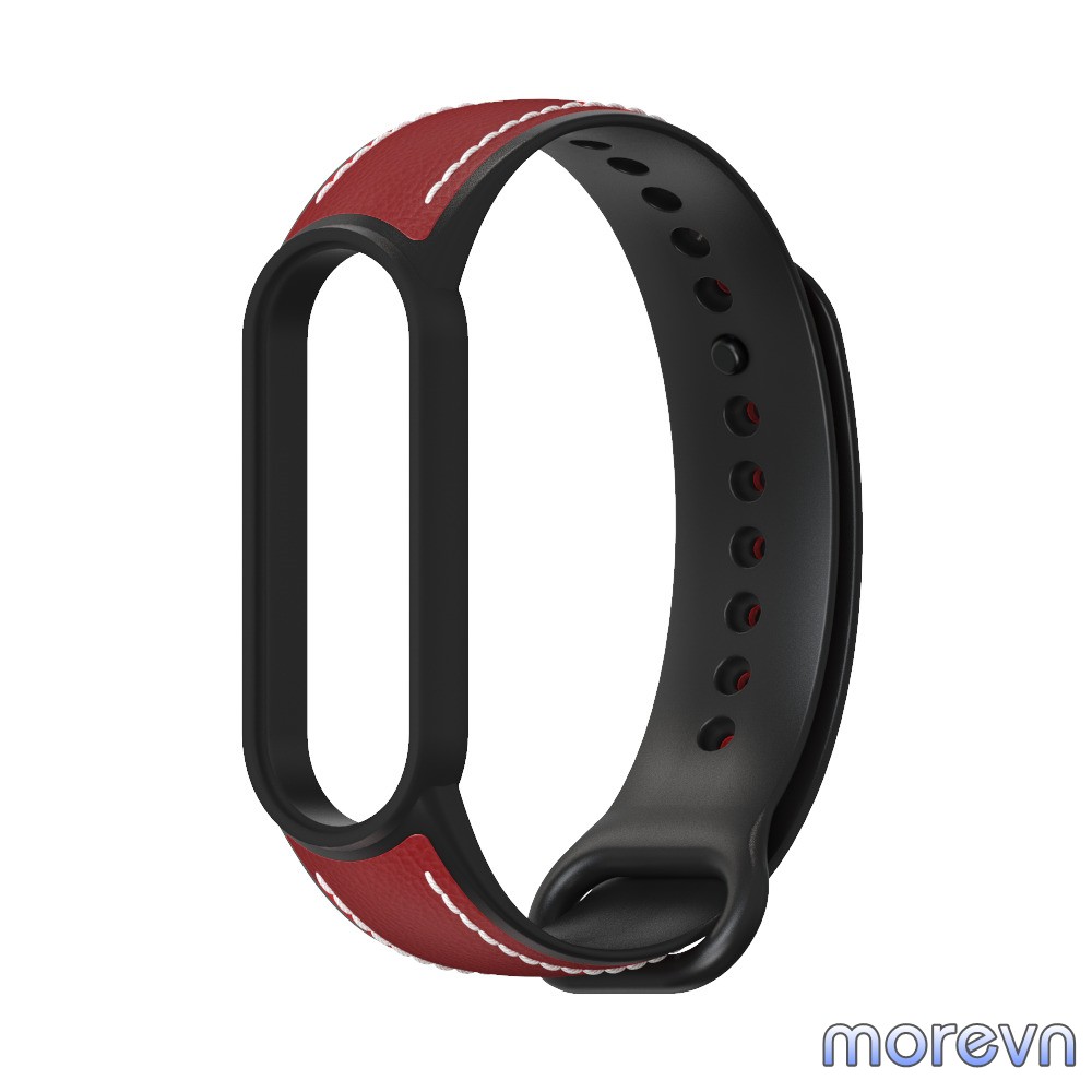 Dây đeo silicon mặt da bò mi band 6, Miband 5 chính hãng MIJOBS, dây đeo thay thế mi band 5, miband 6 da bò