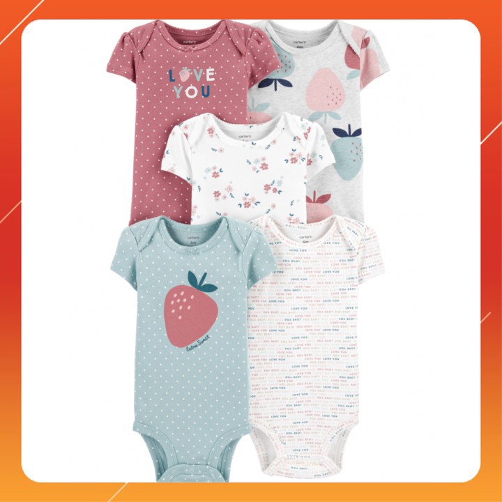 Bodysuit Carter's Trái Dâu Nhập Mỹ Cho Bé Gái Set 5 Bộ