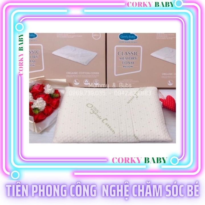 [hàng có sẵn] GỐI SỢI TRE/ GỐI ORGANIC COTTON COMFYBABY RUỘT CAO SU CHỐNG NGẠT