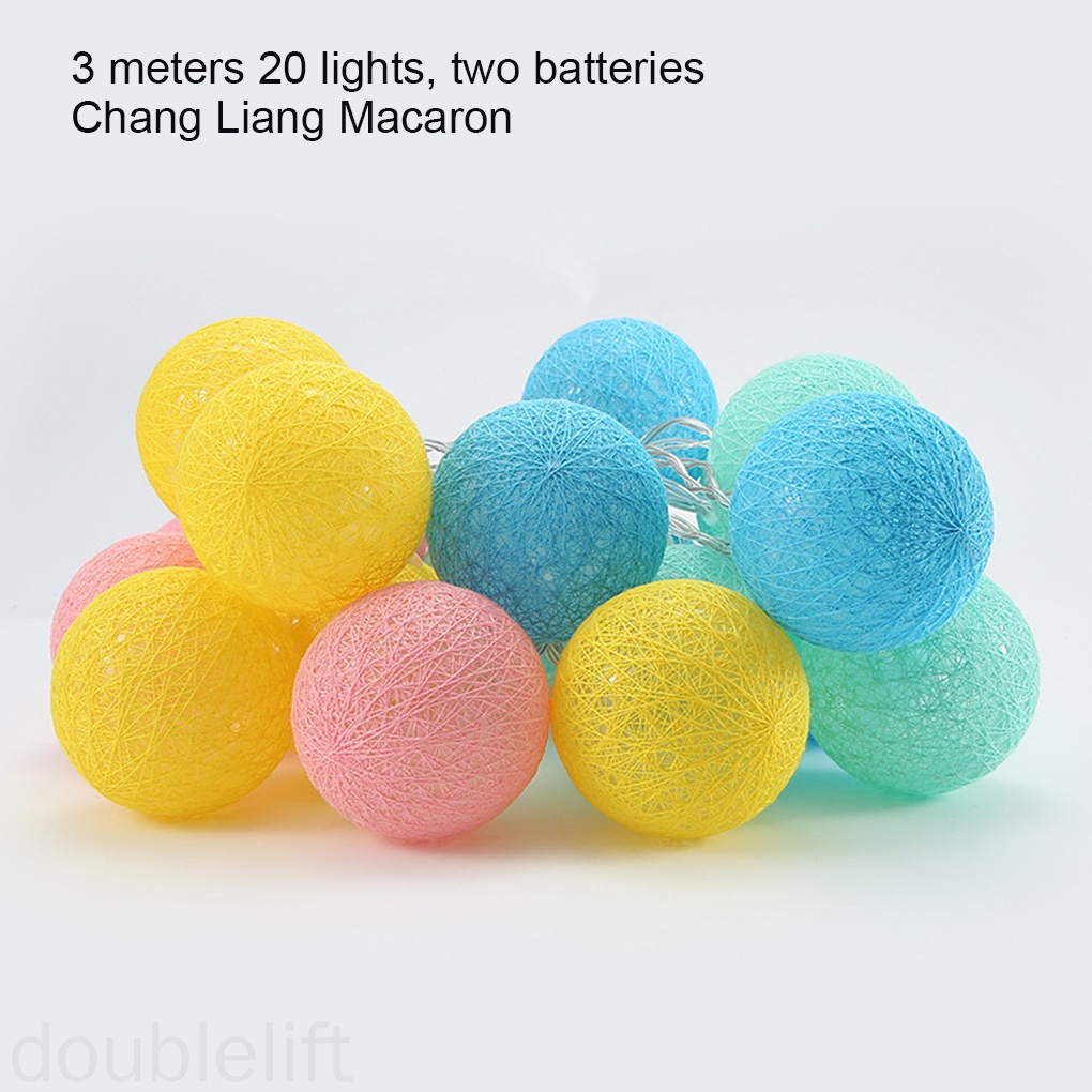 Dây đèn treo trang trí hình quả cầu cotton