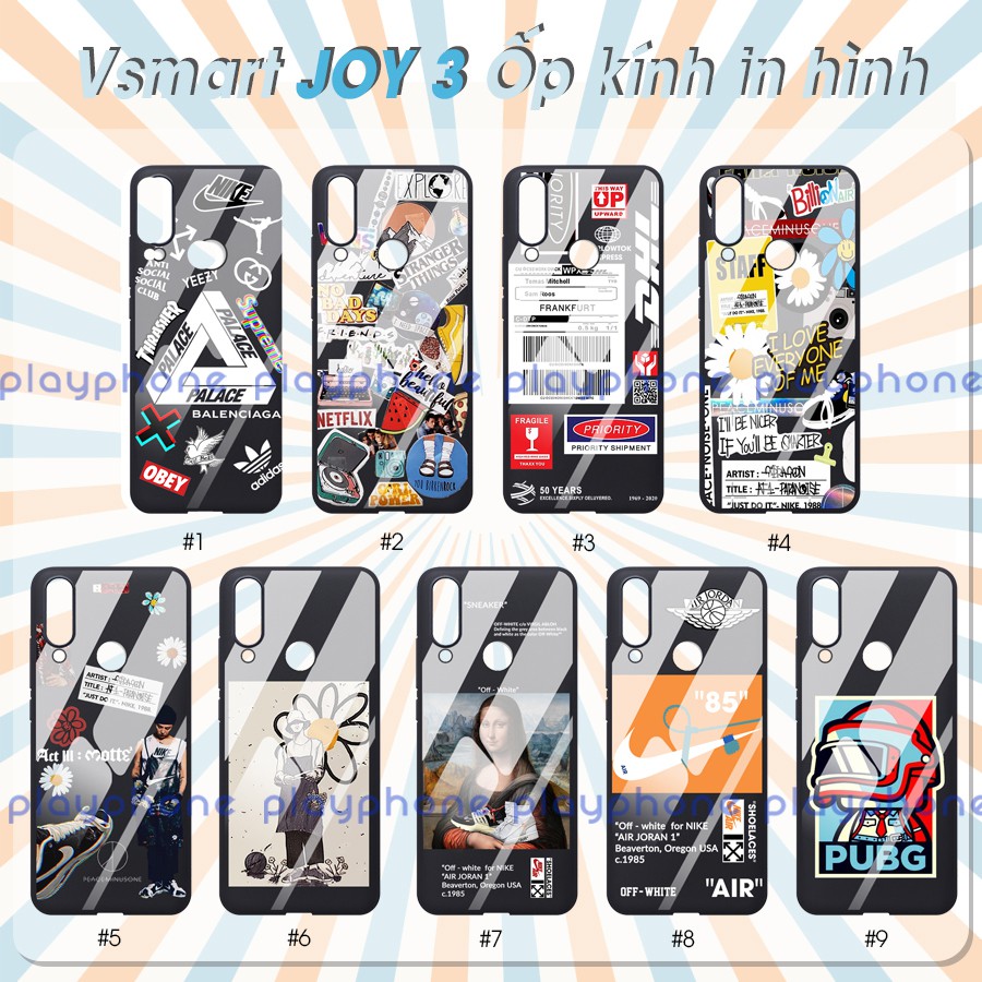 Ốp Lưng Vsmart Joy 3 Mặt Kính Cường Lực Viền TPU Dẻo Playphone 200825