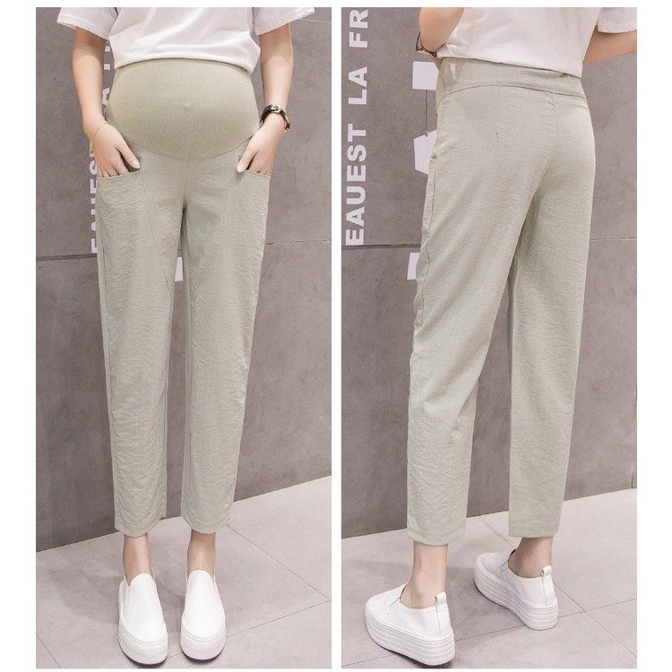 Quần Bầu Baggy Đũi Có Đáp Bụng Và Chun Chỉnh( 3 màu)