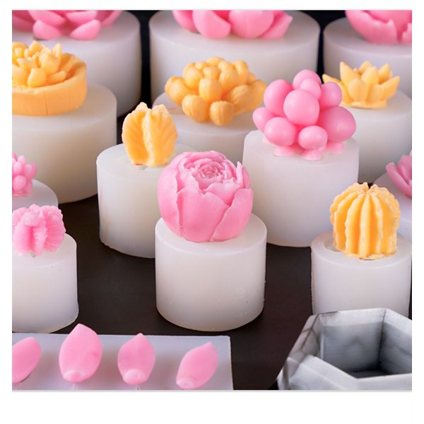 Khuôn Silicone Xương Rồng Sen Đá 4 Khía