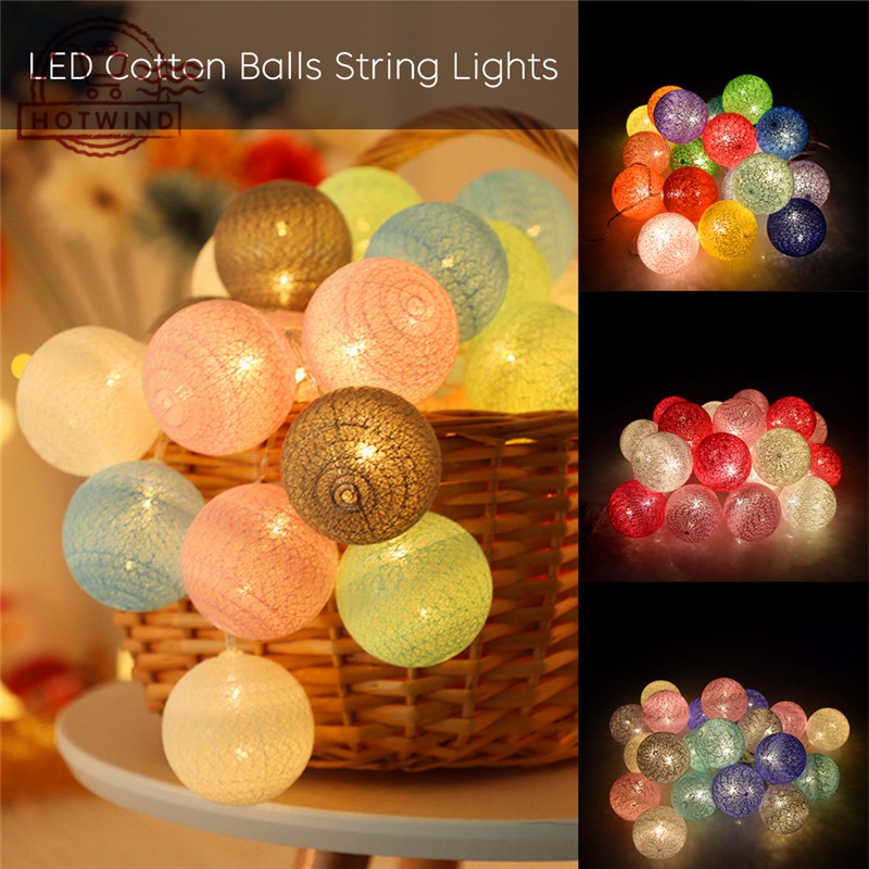 Dây đèn LED trang trí 20 quả bóng cầu mây 3m lung linh dành cho tiệc tùng Cho Giáng Sinh Halloween