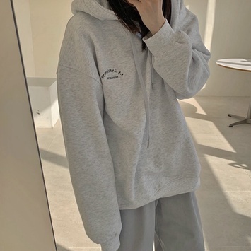 38818  Áo hoodie vải nỉ lót lông cừu dài tay in chữ thời trang dành cho nữ