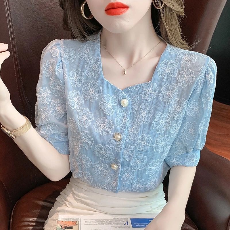 Áo Sơ Mi Voan Ngắn Tay Thời Trang Mùa Hè Dành Cho Nữ