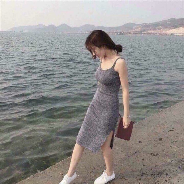 Đầm Ôm Body 2 Dây Xẻ Đùi Tôn Dáng Quyến Rũ Siêu Co Giãn | BigBuy360 - bigbuy360.vn