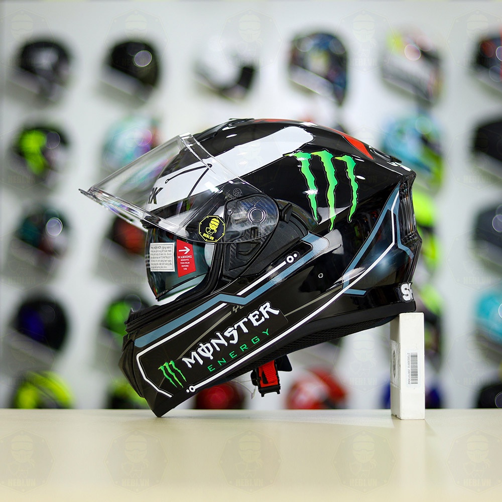 Nón Fullface 2 Kính Yohe 981 Tem Decal Shark Monster