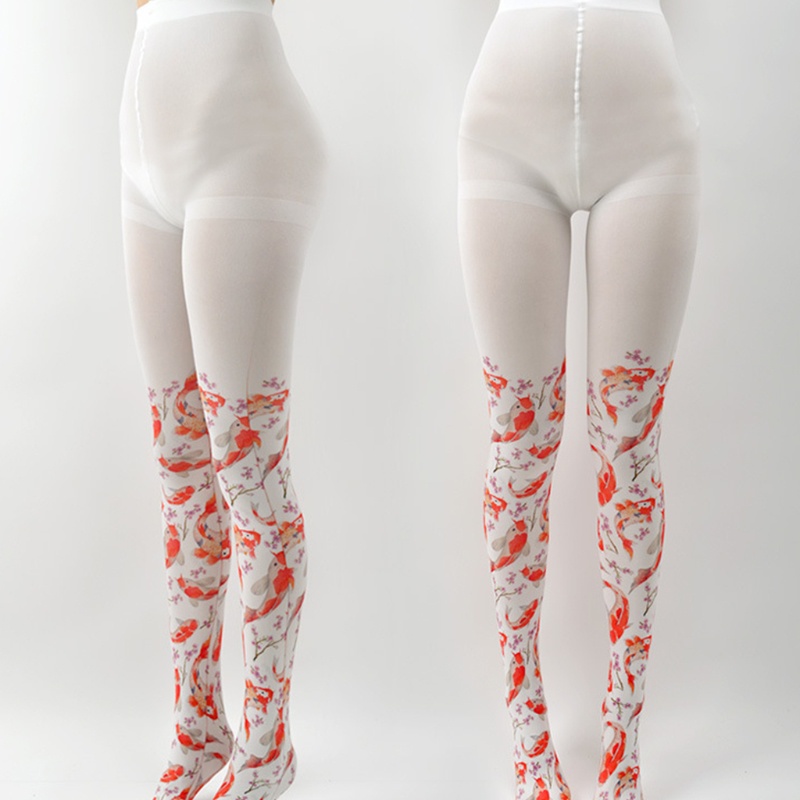 Xiangbao Quần Tất In Họa Tiết Cá Chép Hoa Anh Đào Phong Cách Lolita Cho Nữ