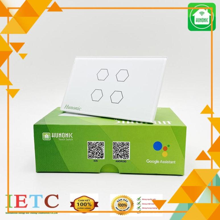 CÔNG TẮC THÔNG MINH GIÁ RẺ HUNONIC 4 NÚT TRẮNG│Hẹn giờ tự động, điều khiển mọi thiết bị từ xa qua điện thoại dùng Wifi